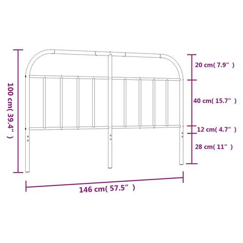 Sengegavl 140 cm metal sort