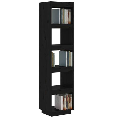 Bogreol/rumdeler 40x35x167 cm massivt fyrretræ sort