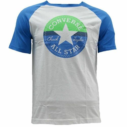 Børne Kortærmet T-shirt Converse Block Raglan Blå Hvid 3-4 år