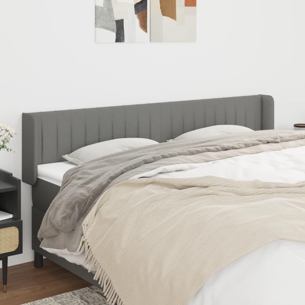 Sengegavl med kanter 183x16x78/88 cm stof mørkegrå