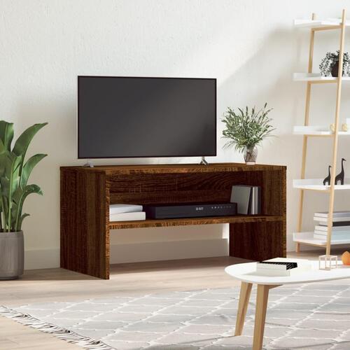 Tv-bord 80x40x40 cm konstrueret træ brun egetræsfarve