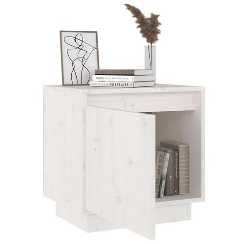 Sengebord 40x30x40 cm massivt fyrretræ hvid