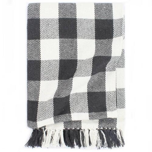 Plaid 160 x 210 cm ternet bomuld antracitgrå