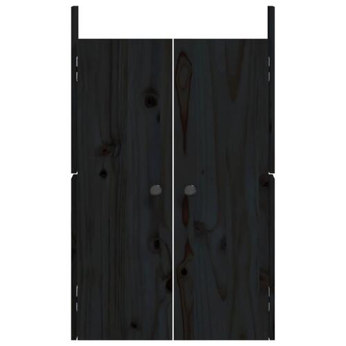 Låge til udendørs køkkenskab 2 stk. 50x9x82 cm fyrretræ sort