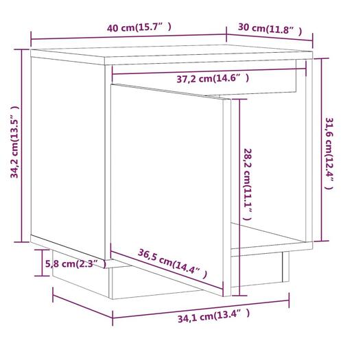 Sengebord 40x30x40 cm massivt fyrretræ hvid