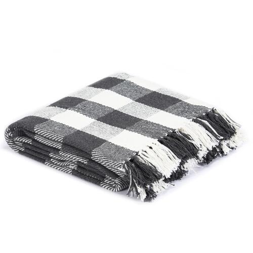 Plaid 160 x 210 cm ternet bomuld antracitgrå