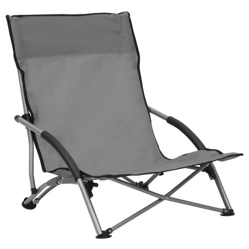 Foldbare strandstole 2 stk. stof grå