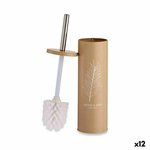 Toiletbørste Tropical Bath Hvid Beige Stål Plastik 9,5 x 37,5 x 9,5 cm (12 enheder)