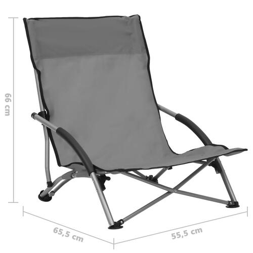 Foldbare strandstole 2 stk. stof grå