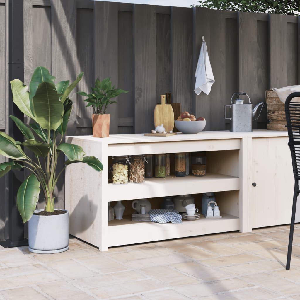 Udendørs køkkenskab 106x55x64 cm massivt fyrretræ hvid
