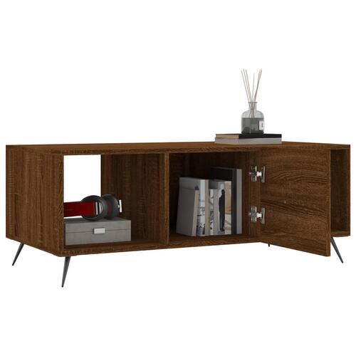 Sofabord 102x50x40 cm konstrueret træ brun egetræsfarve