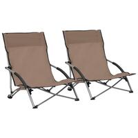 Foldbare strandstole 2 stk. stof gråbrun