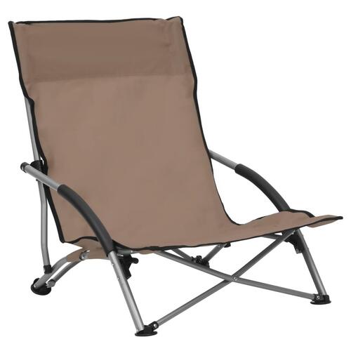 Foldbare strandstole 2 stk. stof gråbrun