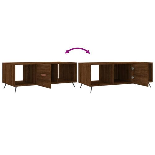 Sofabord 102x50x40 cm konstrueret træ brun egetræsfarve