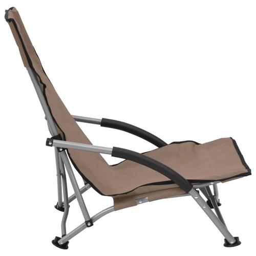 Foldbare strandstole 2 stk. stof gråbrun