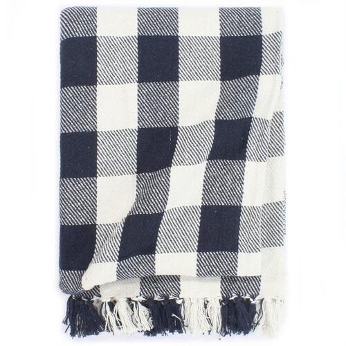 Plaid 160 x 210 cm ternet bomuld marineblå