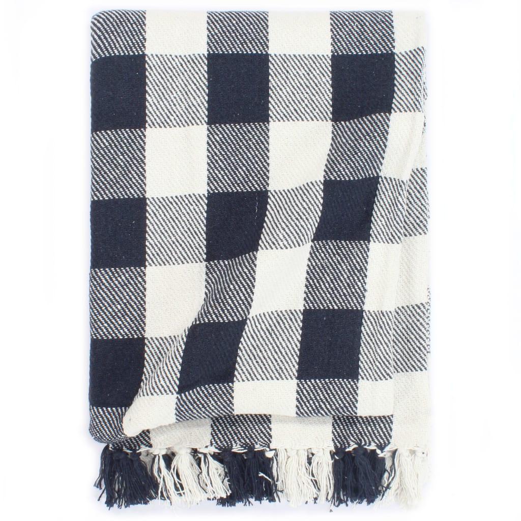 Plaid 160 x 210 cm ternet bomuld marineblå
