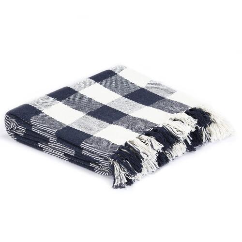Plaid 160 x 210 cm ternet bomuld marineblå
