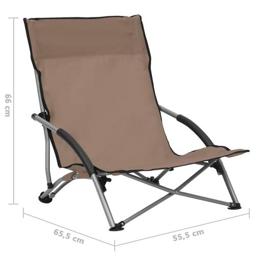 Foldbare strandstole 2 stk. stof gråbrun