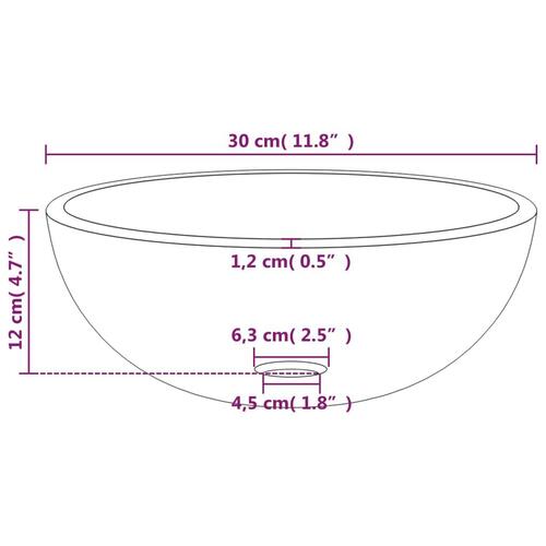Håndvask 30x12 cm hærdet glas sort