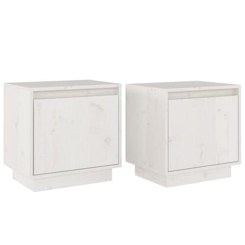 Sengeborde 2 stk. 40x30x40 cm massivt fyrretræ hvid