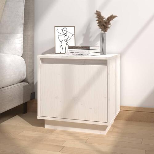 Sengeborde 2 stk. 40x30x40 cm massivt fyrretræ hvid