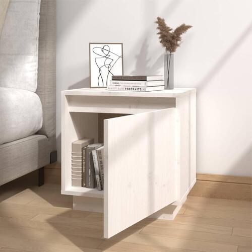 Sengeborde 2 stk. 40x30x40 cm massivt fyrretræ hvid