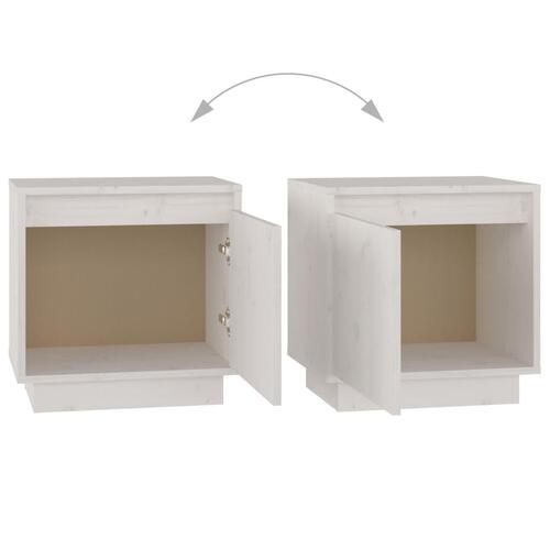 Sengeborde 2 stk. 40x30x40 cm massivt fyrretræ hvid
