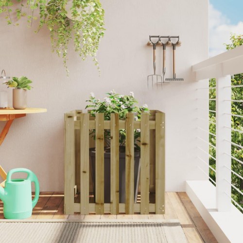 Plantekasse med stakitdesign 70 x 70 x 70 cm i imprægneret fyrretræ