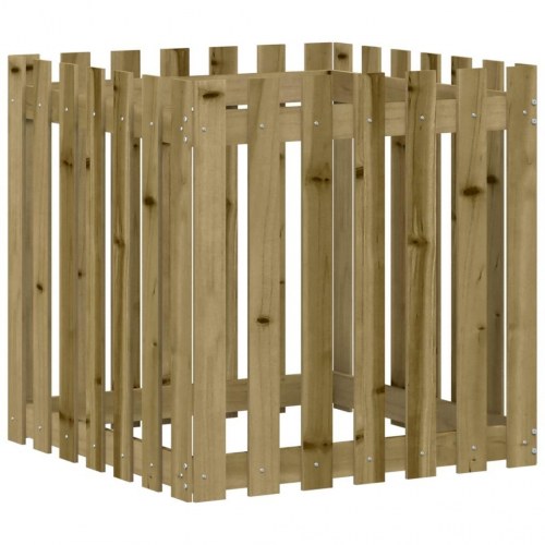 Plantekasse med stakitdesign 70 x 70 x 70 cm i imprægneret fyrretræ