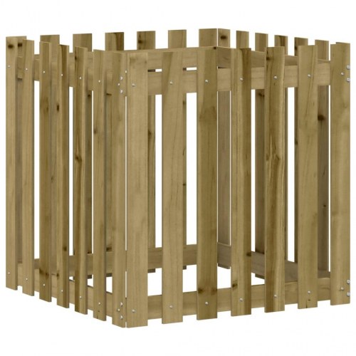 Plantekasse med stakitdesign 70 x 70 x 70 cm i imprægneret fyrretræ
