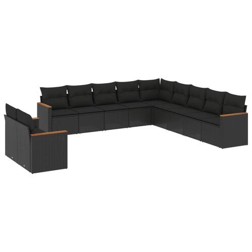 Sofasæt til haven 11 dele med hynder polyrattan sort