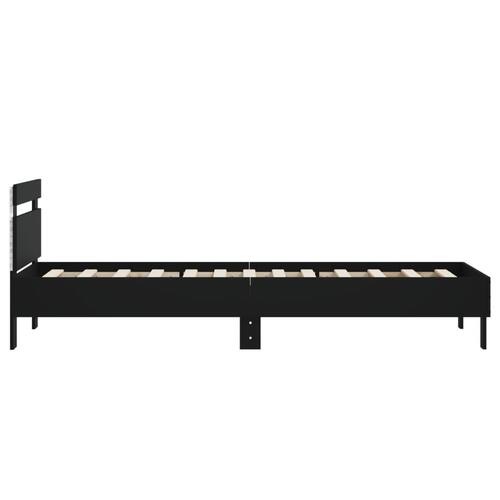 Sengeramme med sengegavl og LED-lys 90x200 cm sort