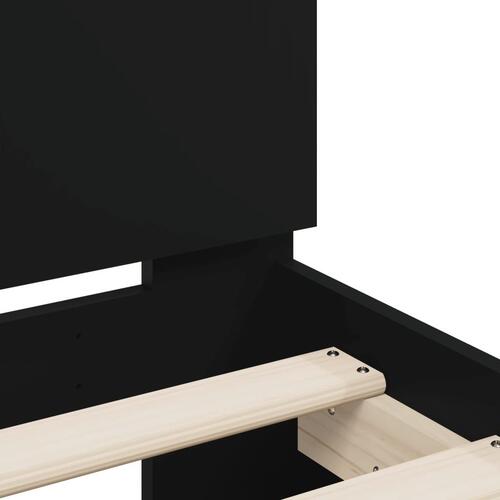 Sengeramme med sengegavl og LED-lys 90x200 cm sort