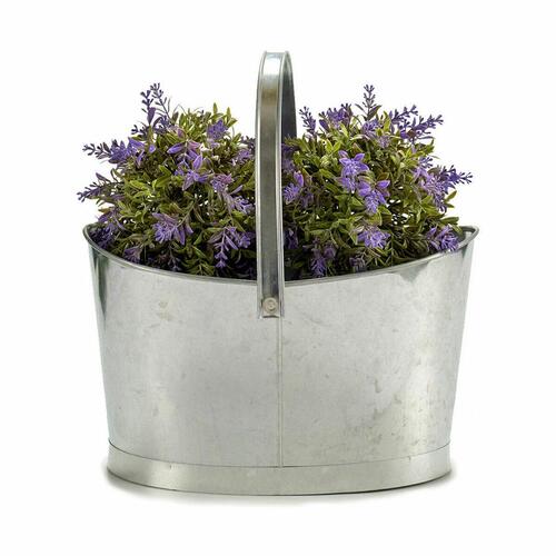 Urtepotte Kurv Sølvfarvet Zink 21 x 19,5 x 35,5 cm (12 enheder)