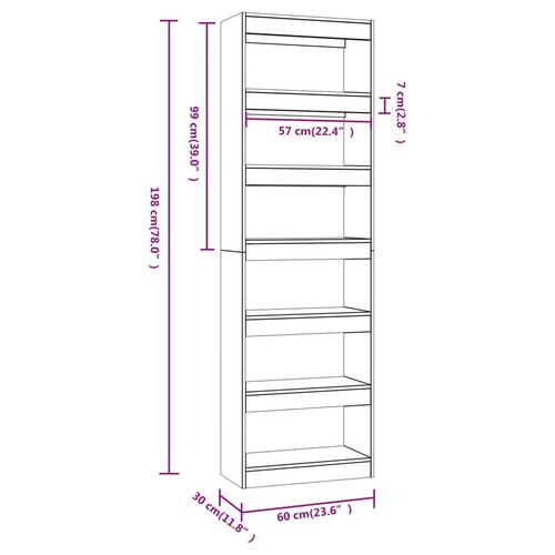 Bogreol/rumdeler 60x30x198 cm sort