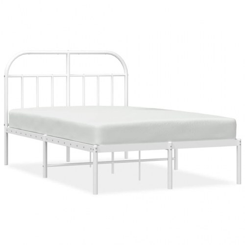 Sengeramme med sengegavl 120×190 cm - metal, hvid