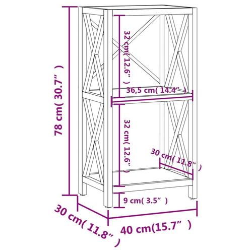 Reol med 3 hylder 40x30x78 cm massivt egetræ