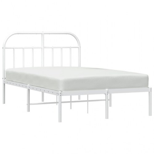 Sengeramme med sengegavl 120×190 cm - metal, hvid