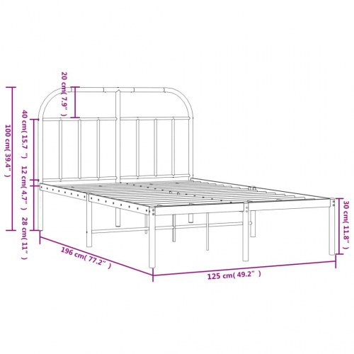 Sengeramme med sengegavl 120×190 cm - metal, hvid