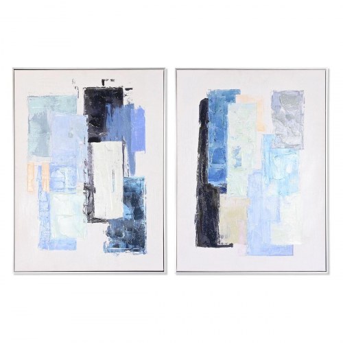 Lærredssæt - abstrakt vægkunst, blå nuancer, 60 × 80 cm