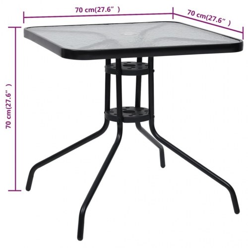 Havebord 70x70x70 cm stål sort