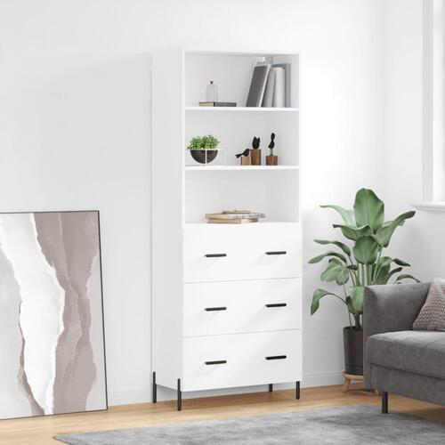 Højskab 69,5x34x180 cm konstrueret træ hvid
