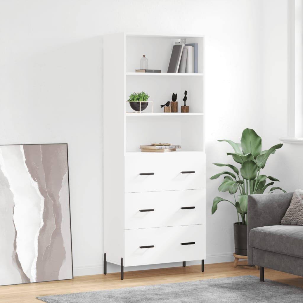 Højskab 69,5x34x180 cm konstrueret træ hvid