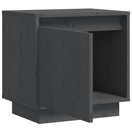 Sengebord 40x30x40 cm massivt fyrretræ grå