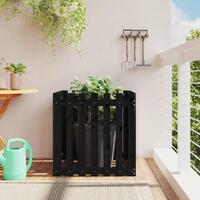 Plantekasse med stakitdesign 70x70x70 cm massivt fyrretræ sort