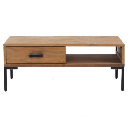 Sofabord i massivt fyrretræ - 90 × 50 × 35 cm, industrielt design