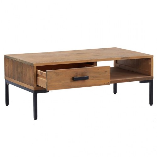 Sofabord i massivt fyrretræ - 90 × 50 × 35 cm, industrielt design