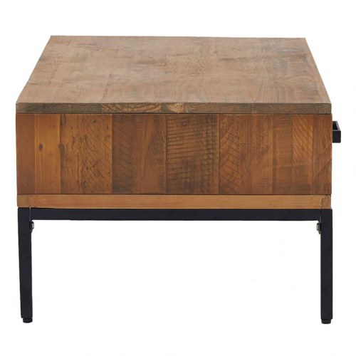 Sofabord i massivt fyrretræ - 90 × 50 × 35 cm, industrielt design