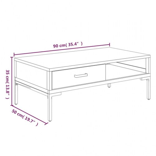 Sofabord i massivt fyrretræ - 90 × 50 × 35 cm, industrielt design